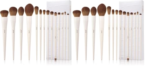 Jessup Makeup Brushes 14Pcs Makeup Brush Set Premium Synthetic Powder Foundation Contour Blush Concealer Eye Shadow Blending Liner Make Up Brush Kit Light Grey T329