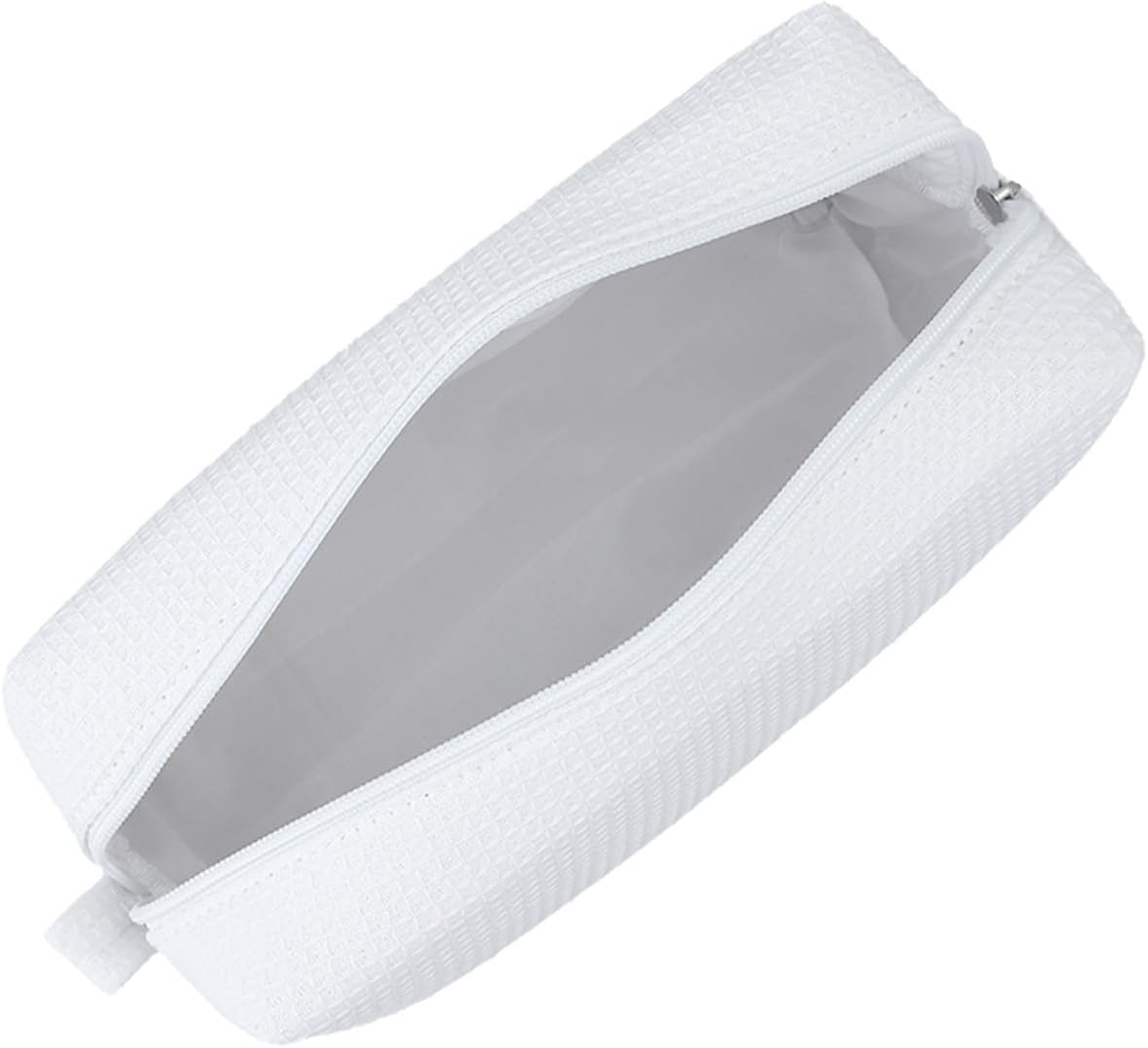 DYSHAYEN Small Waffle Makeup Bag for Travel, White