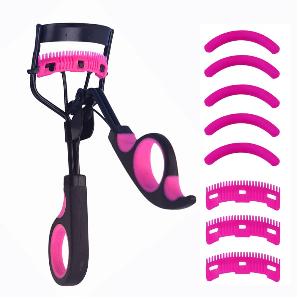 Eyelash Curlers with Comb IMMER LIEBEN Lash Curler with 5 Replacement Refills, 3 Combs, 10 Seconds Curl and Lifted Lashes Black and Purple