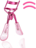 Uranian Eyelash Curlers Pink Lash Curler with 2 Silicone Refill Pads Glitter Handle Eye Lashes Curler Eyelashes Tool for Women and Girls (Pink)