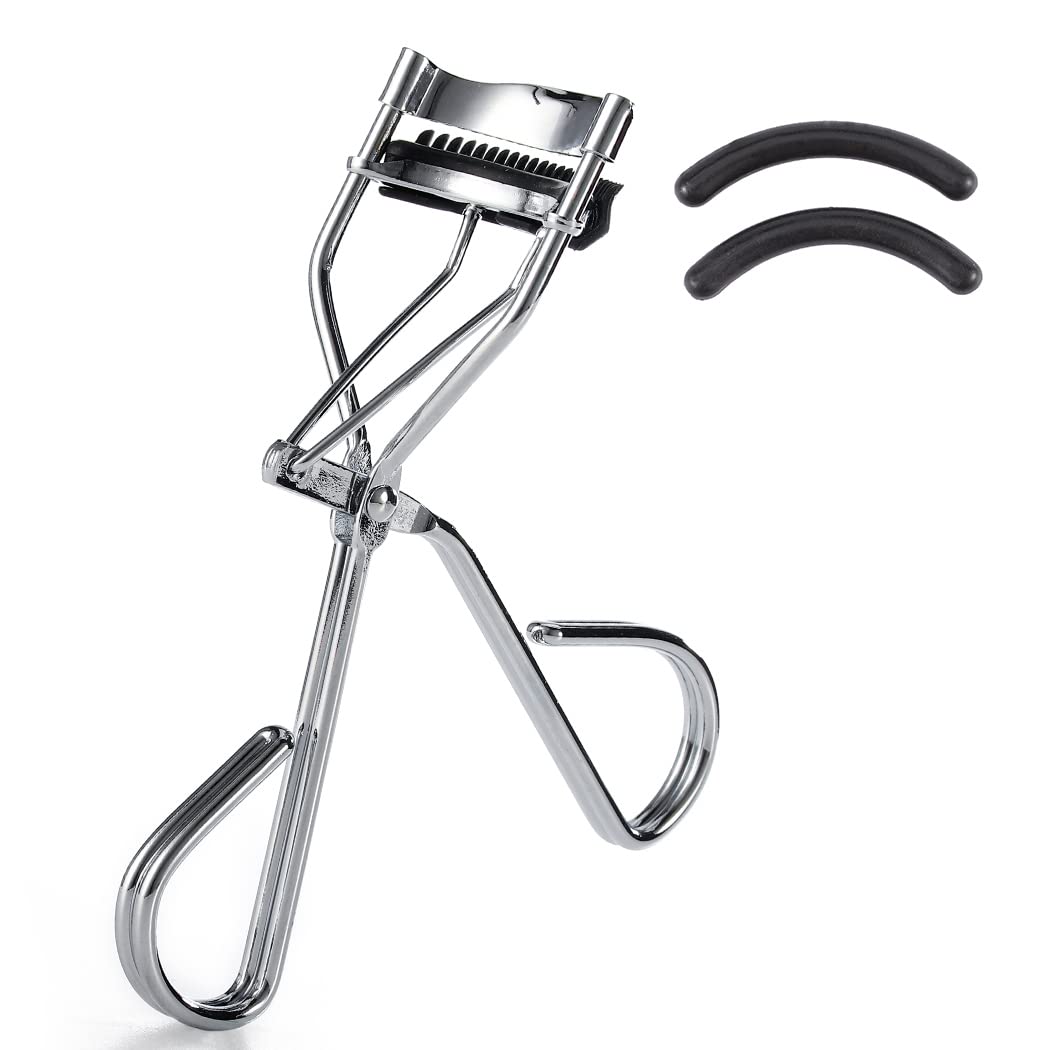Uranian Eyelash Curlers with Built-in Comb Beauty Eyelashes Curlers Eyelash Cliper with 2 Replacement Silicone Refill Pads Premium Lash Curler Makeup Tool for Women and Girls (2 Black-Black Comb)