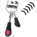 Stainless Steel Eyelash Curler with Built-in Comb Pinch Pain-Free Suitable for Any Eye Shapes and Sizes, with 5 Silicone Refill Pads (Black&Peach Heart)