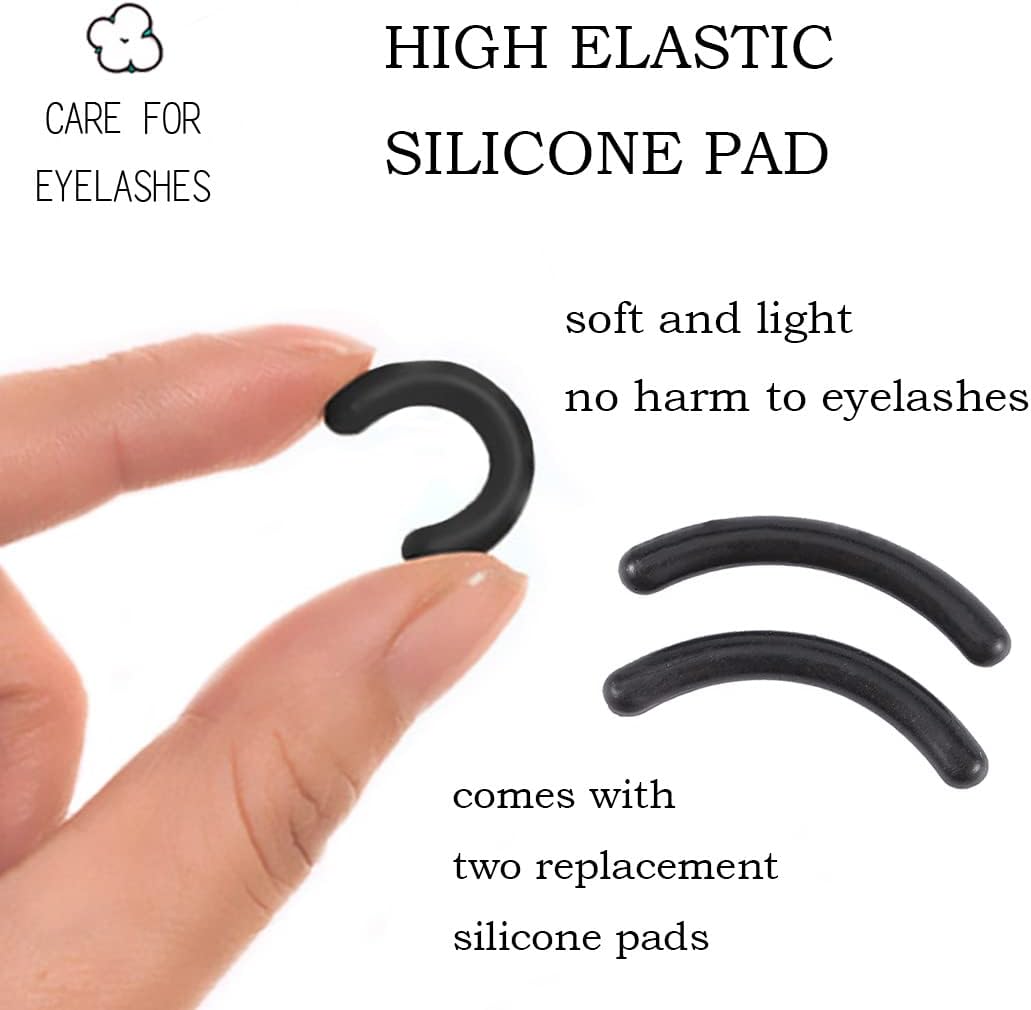 Uranian Eyelash Curlers with Built-in Comb Beauty Eyelashes Curlers Eyelash Cliper with 2 Replacement Silicone Refill Pads Premium Lash Curler Makeup Tool for Women and Girls (2 Black-Black Comb)