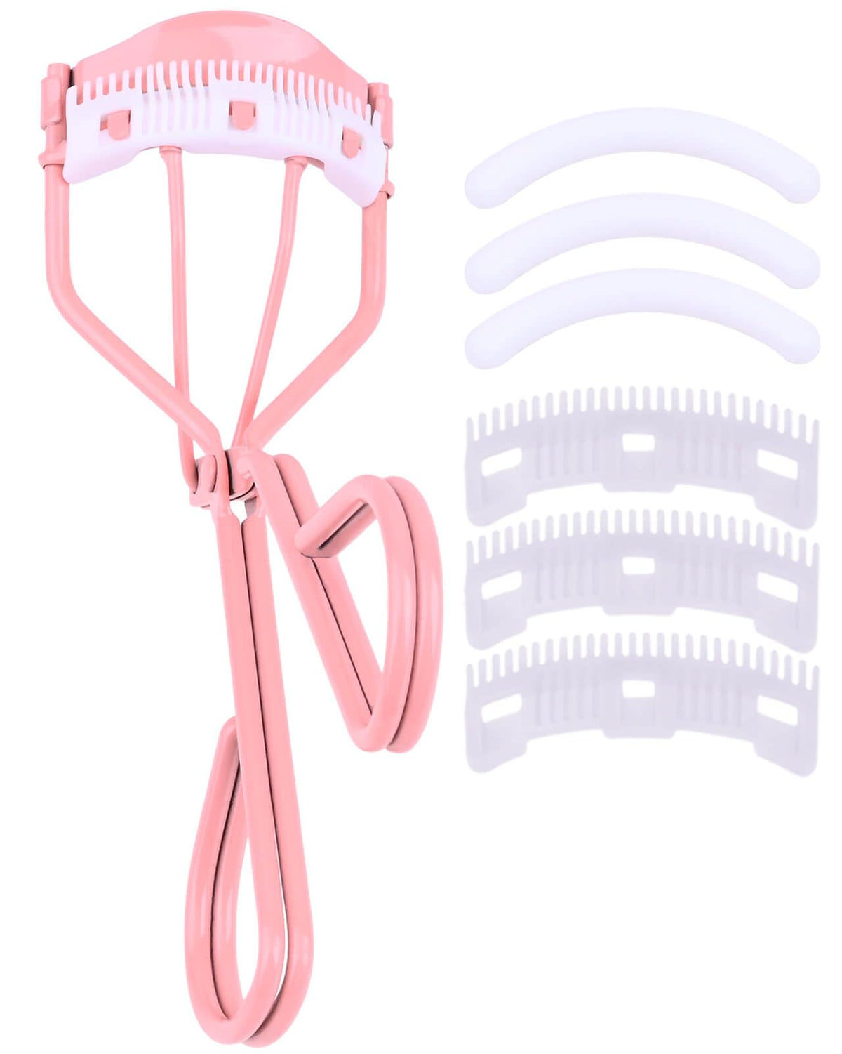 Eyelash Curlers with Comb IMMER LIEBEN Fashion Cute Eye Lash Curler with 3 Combs, 3 Refill, 10 Seconds for Long-Lasting Curl Pink