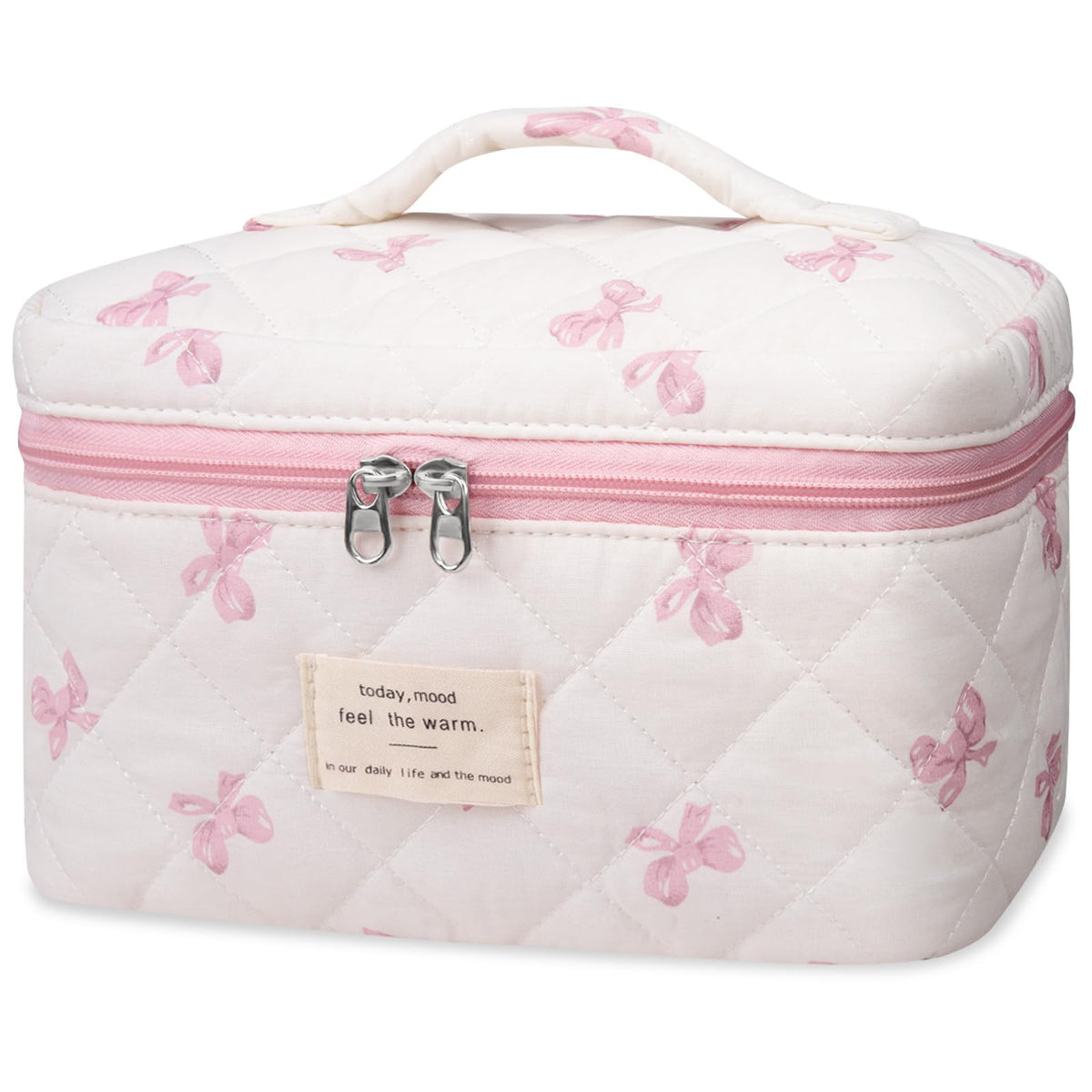 Gosect Large Makeup Bag, Cute Cosmetic Bag for Women Girls, Floral Coquette Aesthetic Toiletry Bag, Travel Make Up Organizer Bag (BDLH)