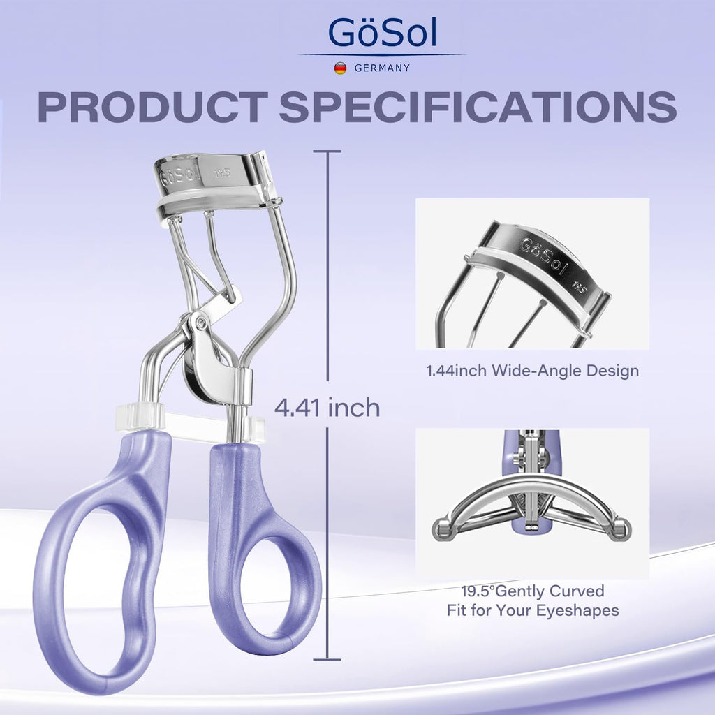 Eyelash Curler w/3 Refill Pads (Soft/Medium/Firm), Professional Lash Curler
