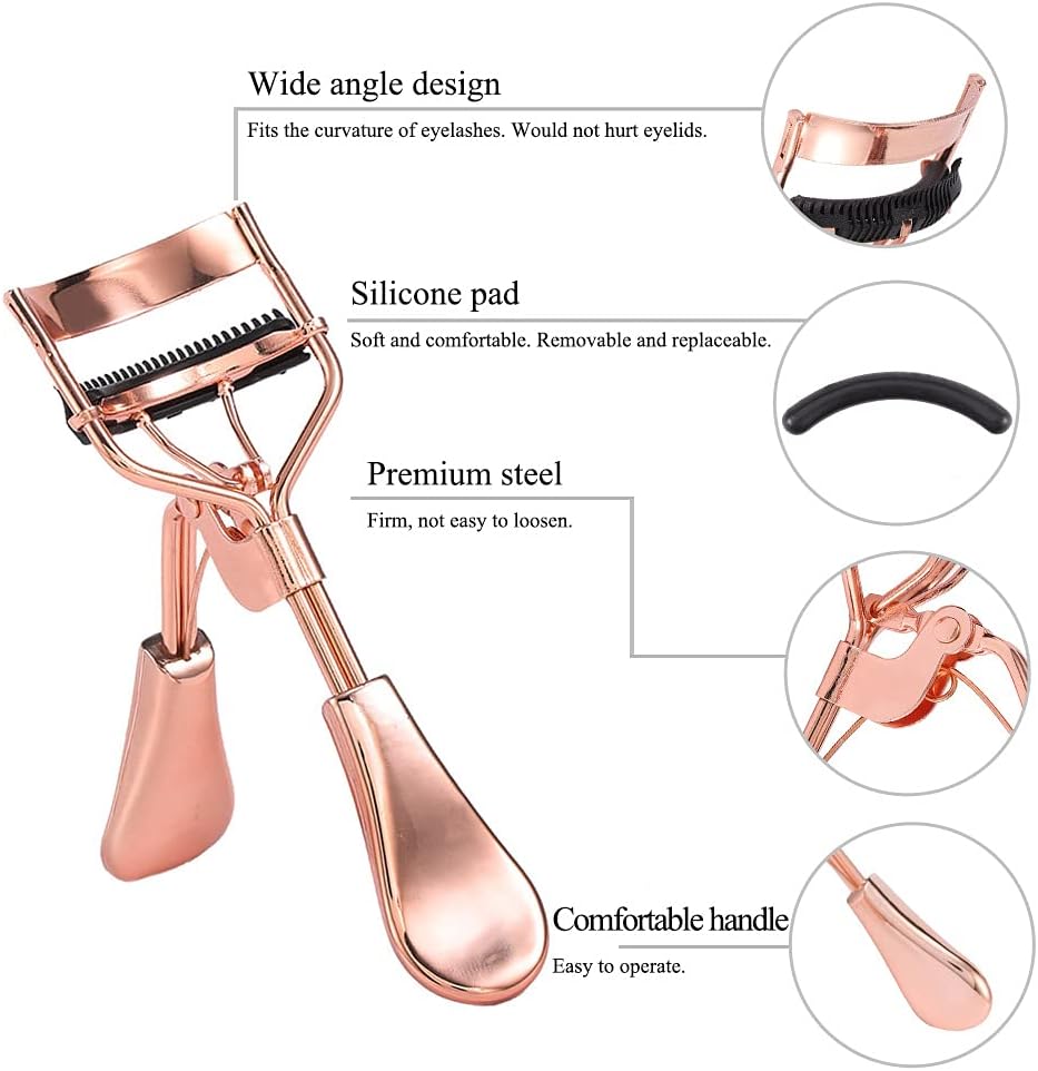 Uranian Beauty Eyelash Curler Comb Eyelash Curlers with 2 Silicone Refill Pads Premium Lash Curler Makeup Tool for Women and Girls
