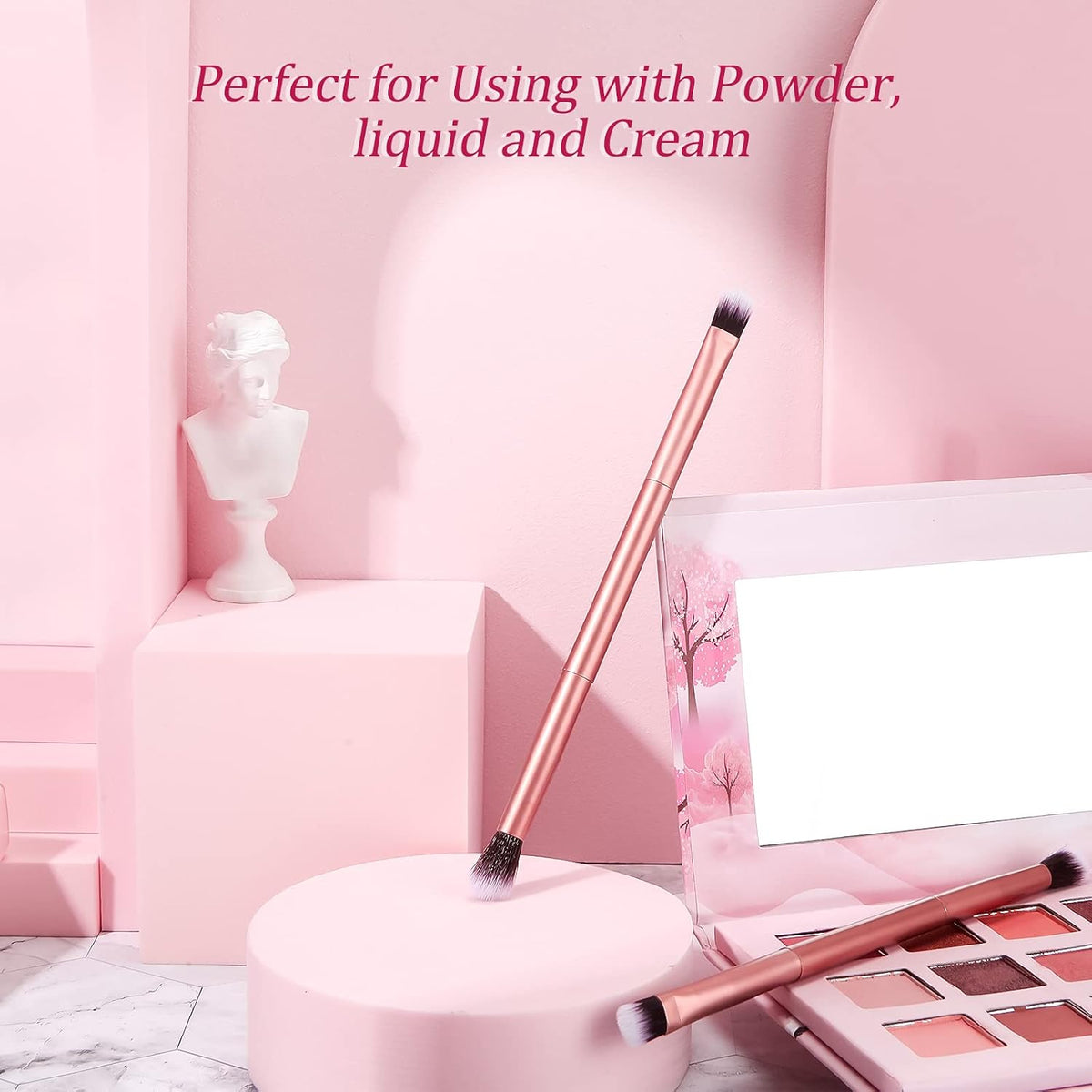 24 Pcs Eyeshadow Smudge Brush, 2 in 1 Double Ended Brush, Rose Gold