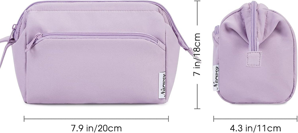 Narwey Travel Makeup Bag Toiletry Bag, Wide Open Cosmetic Bag for Women