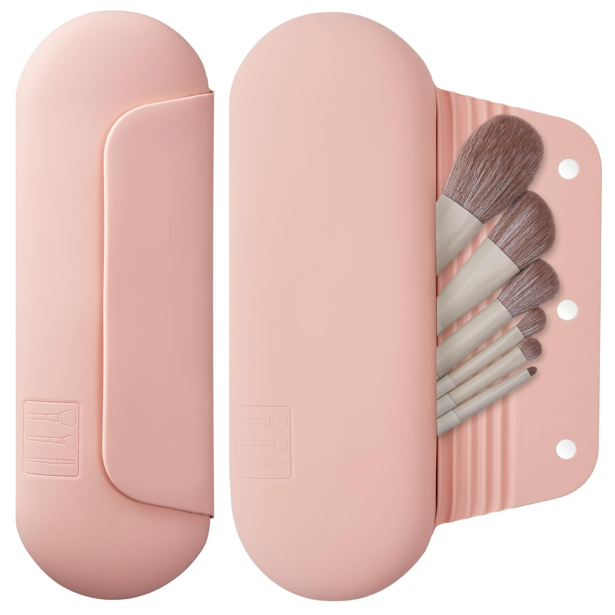 AGIKET Soft Silicone Makeup Brush Holder Large Travel Portable Cosmetic Bag