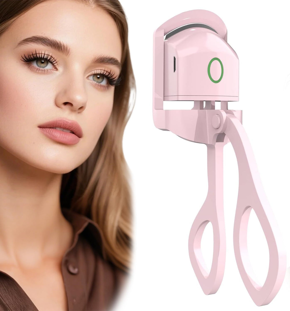 Heated Eyelash Curler - 2-Level Temperature Adjustment, Eyelash Curler with 24Hour Long-Lasting Curling Ability, 8-Second Quick Heating, Easily Creating Natural and Beautiful Eyelashes (Pink, Model2)