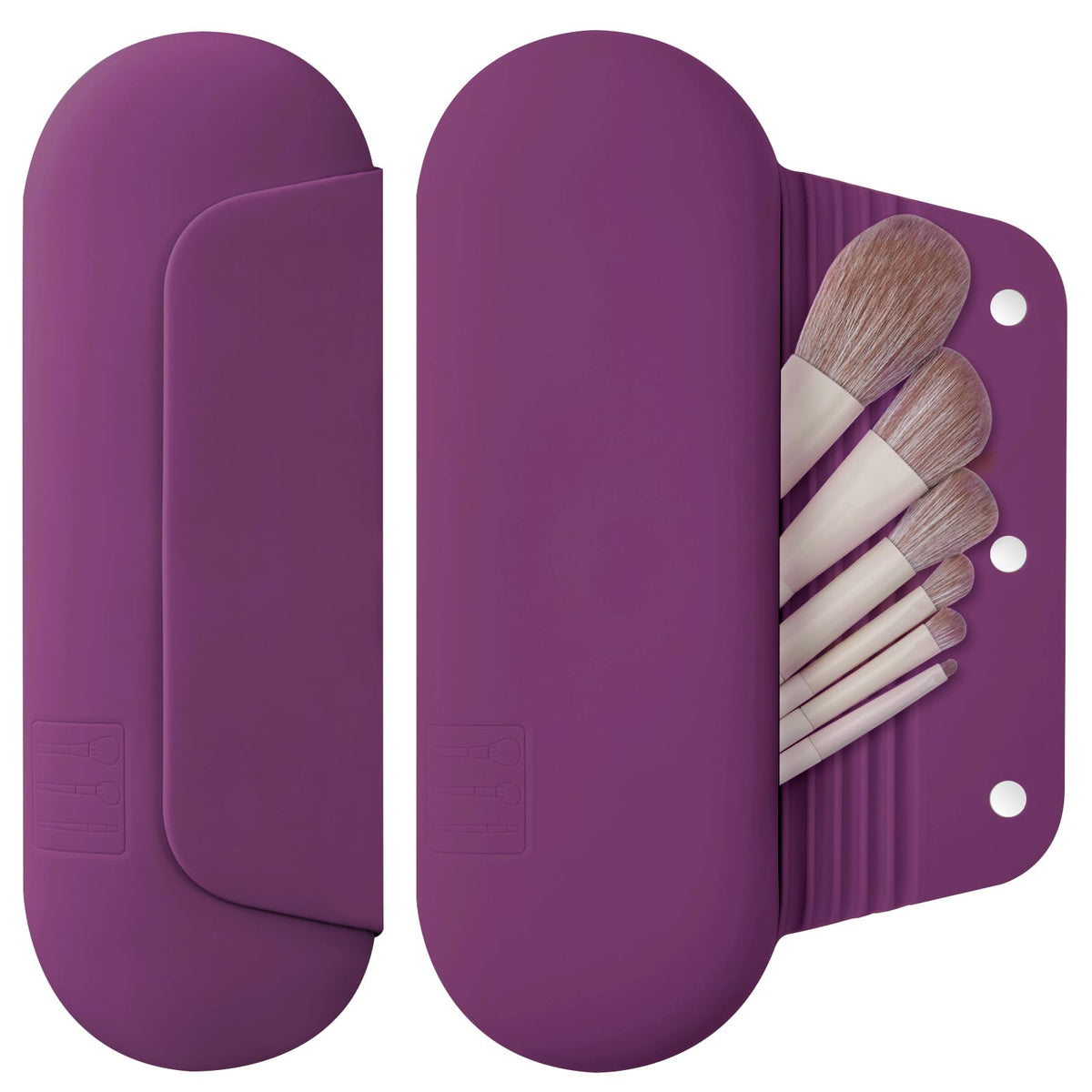 AGIKET Soft Silicone Makeup Brush Holder Large Travel Portable Cosmetic Bag