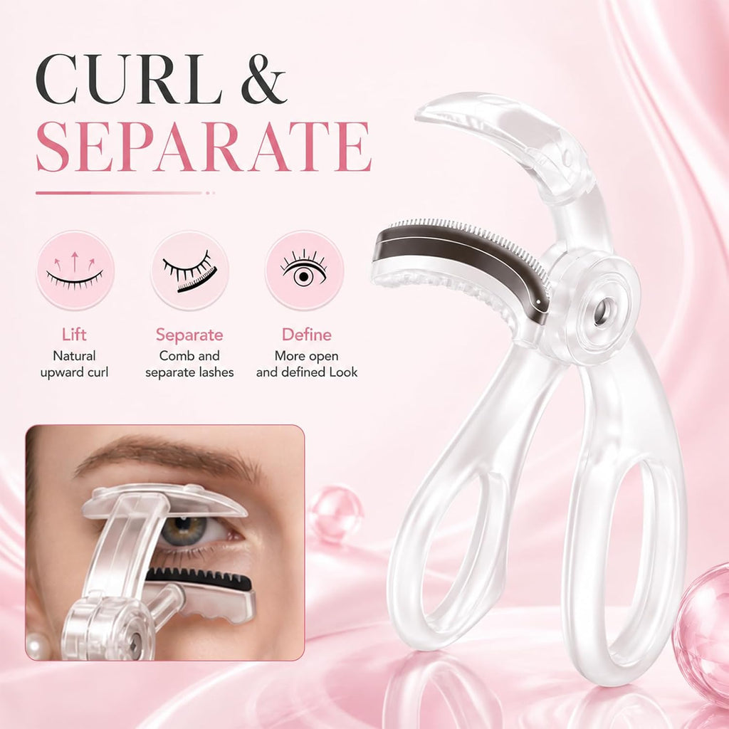 Wide-Angle Eyelash Curler with Comb, 2026 Upgraded Eye Lash Curler for Any Eye Shapes