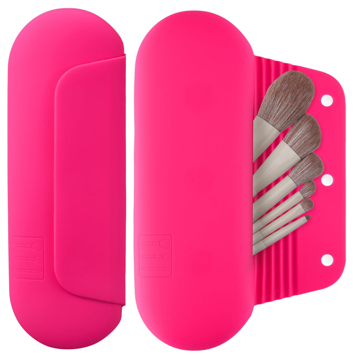 AGIKET Soft Silicone Makeup Brush Holder Large Travel Portable Cosmetic Bag