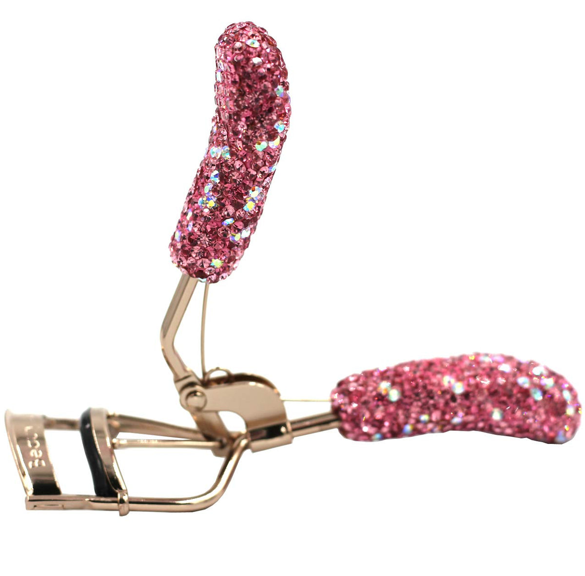 Bling Makeup Eyelash Curler with Refill Silicone Pressure Pads and Spring Loaded for No Pinching or Pulling (Gold)