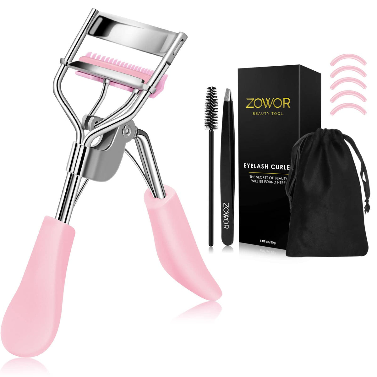 Eyelash Curler with Comb Fit All Eye Shape Curved Eyelash Curlers,Natural and Long Lasting Lash Curler for Women Make Up Gift(Pink)