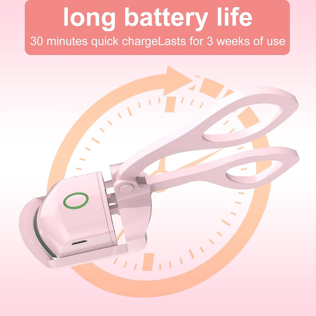 Heated Eyelash Curler - 2-Level Temperature Adjustment, Eyelash Curler with 24Hour Long-Lasting Curling Ability, 8-Second Quick Heating, Easily Creating Natural and Beautiful Eyelashes (Pink, Model2)