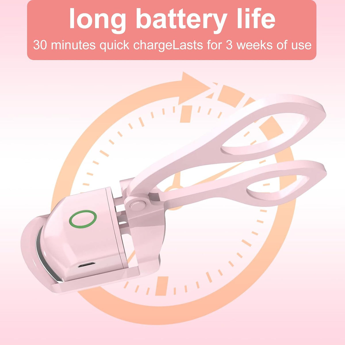 Heated Eyelash Curler - 2-Level Temperature Adjustment, Eyelash Curler with 24Hour Long-Lasting Curling Ability, 8-Second Quick Heating, Easily Creating Natural and Beautiful Eyelashes (Pink, Model2)