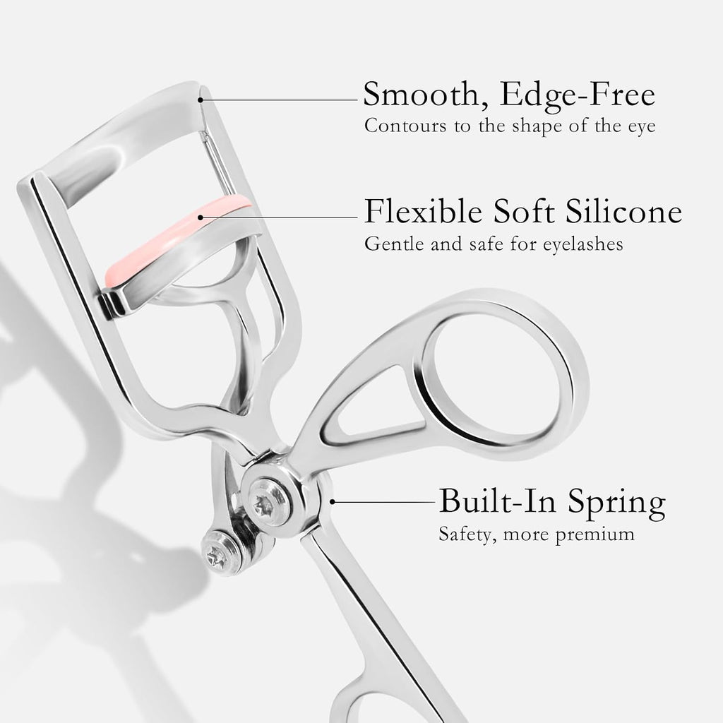 Luxurious Eyelash Curler, Professional Eyelash Curlers Long Lasting Lash Curl Eye Opening Voluminous Lashes Curler Heavy Duty, Zinc Alloy (Silver)