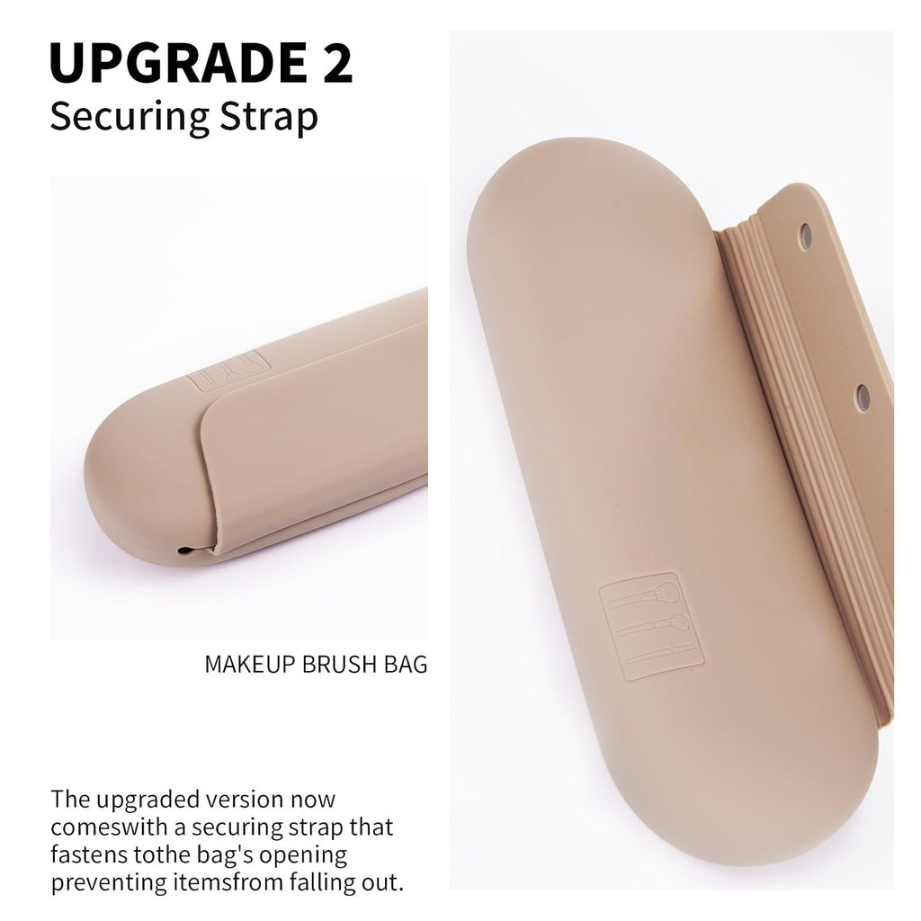 AGIKET Soft Silicone Makeup Brush Holder Large Travel Portable Cosmetic Bag