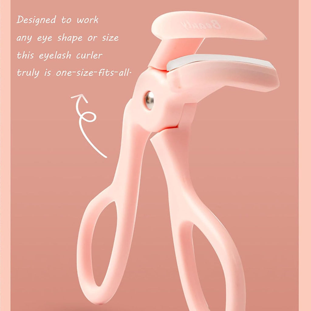 Pink Eyelash Curler with 2 Silicone Refill Pads, Lash Curler for Perfect Lashes, Eyelash Curler for Women and Girls