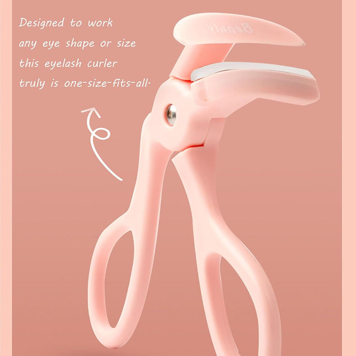 Pink Eyelash Curler with 2 Silicone Refill Pads, Lash Curler for Perfect Lashes, Eyelash Curler for Women and Girls
