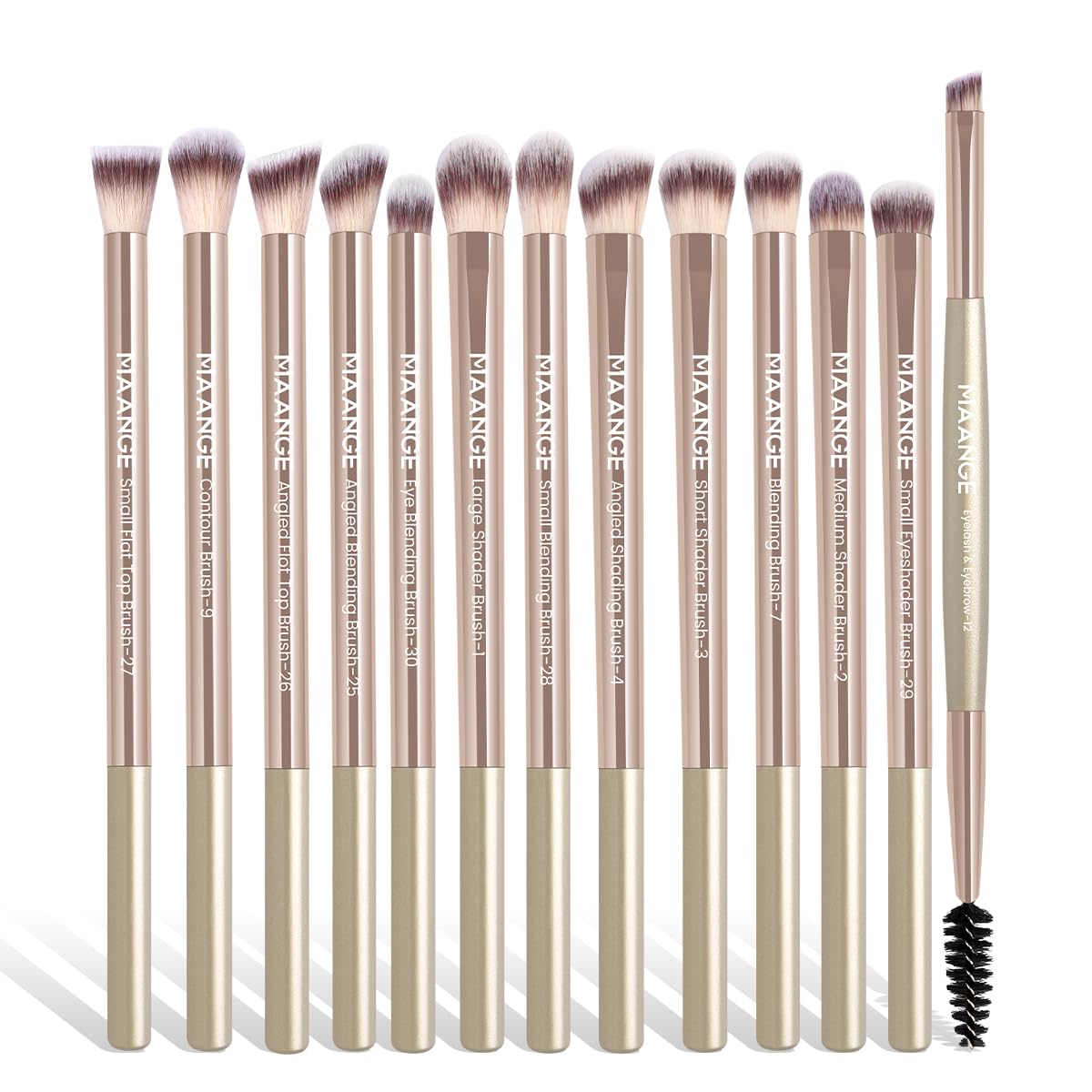 MAANGE 20 PCS Foundation Makeup Brush Set, Double-ended Kabuki Contour Brush for Liquid Powder Concealer Blending Blush Face Makeup Tools with Gift Box (Coffee)