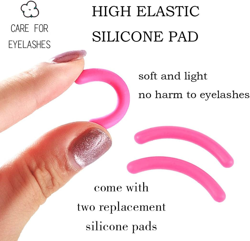 Uranian Eyelash Curlers Pink Lash Curler with 2 Silicone Refill Pads Glitter Handle Eye Lashes Curler Eyelashes Tool for Women and Girls (Pink)