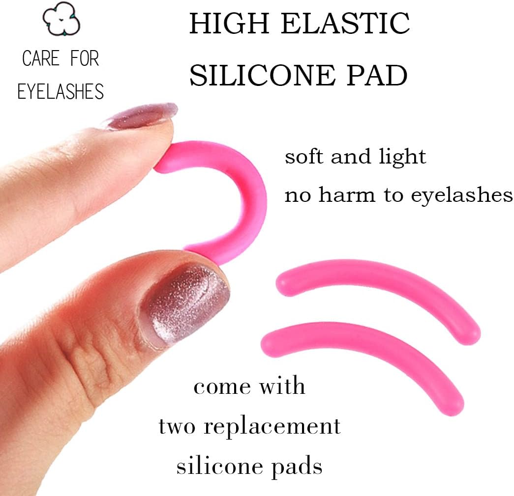 Uranian Eyelash Curlers Pink Lash Curler with 2 Silicone Refill Pads Glitter Handle Eye Lashes Curler Eyelashes Tool for Women and Girls (Pink)