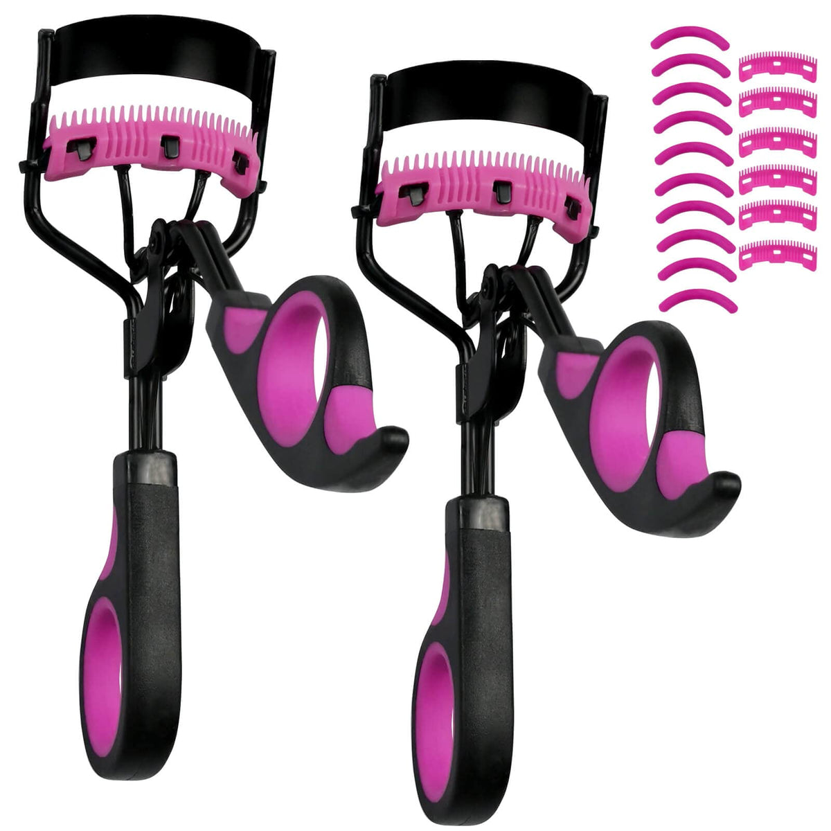 Eyelash Curlers with Comb IMMER LIEBEN Lash Curler with 5 Replacement Refills, 3 Combs, 10 Seconds Curl and Lifted Lashes Black and Purple