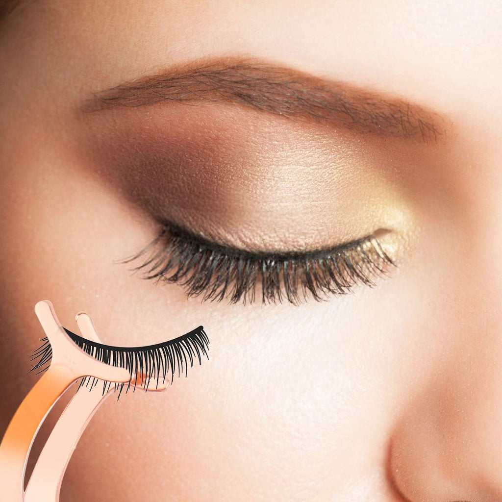 Arroyner 5 Pieces Eyelash Applicator Tool False Eyelashes Applicator Eyebrow Curler Eyebrow Scissors (Rose Golden)