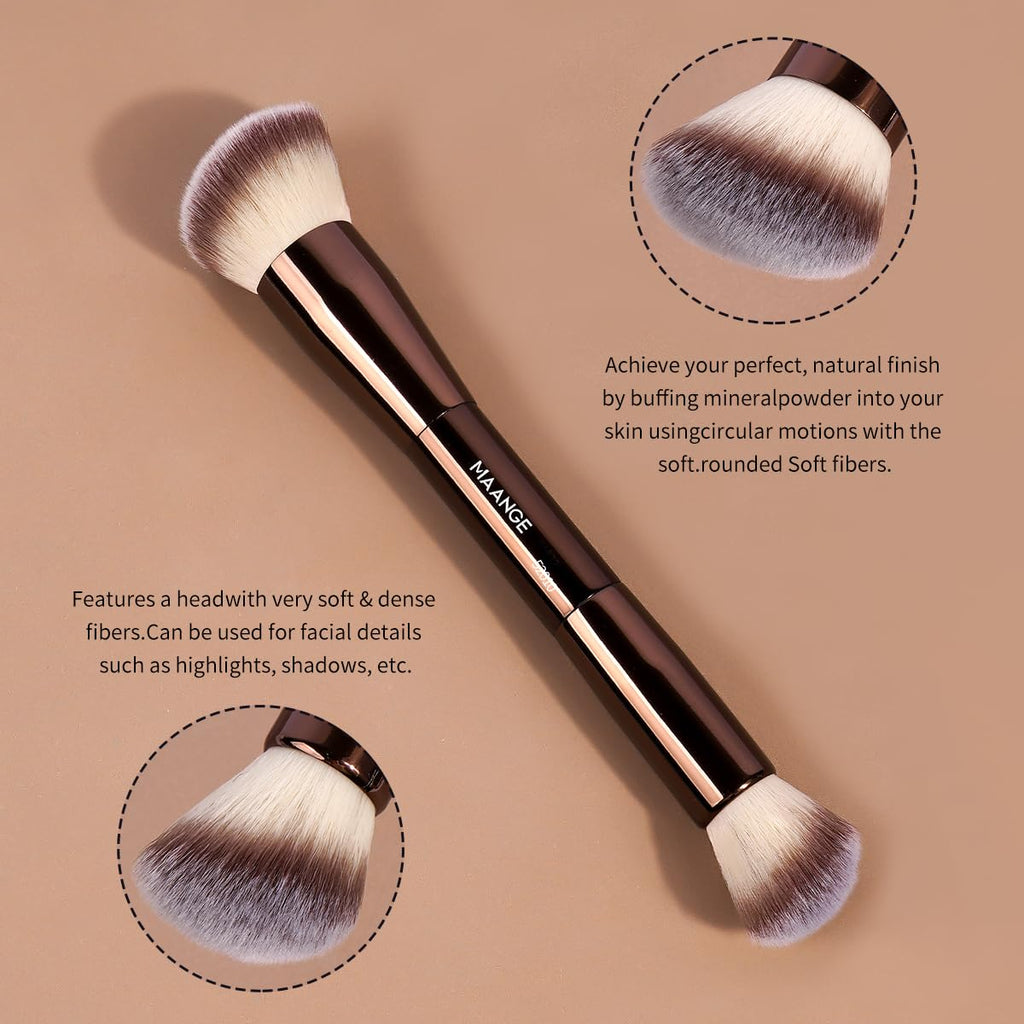 MAANGE Makeup Brush Set 19 PCS Travel Makeup Brushes Eyeshaowder Powder Concealers Foundation Professional Make Up Brush Set with Case (Coffee)