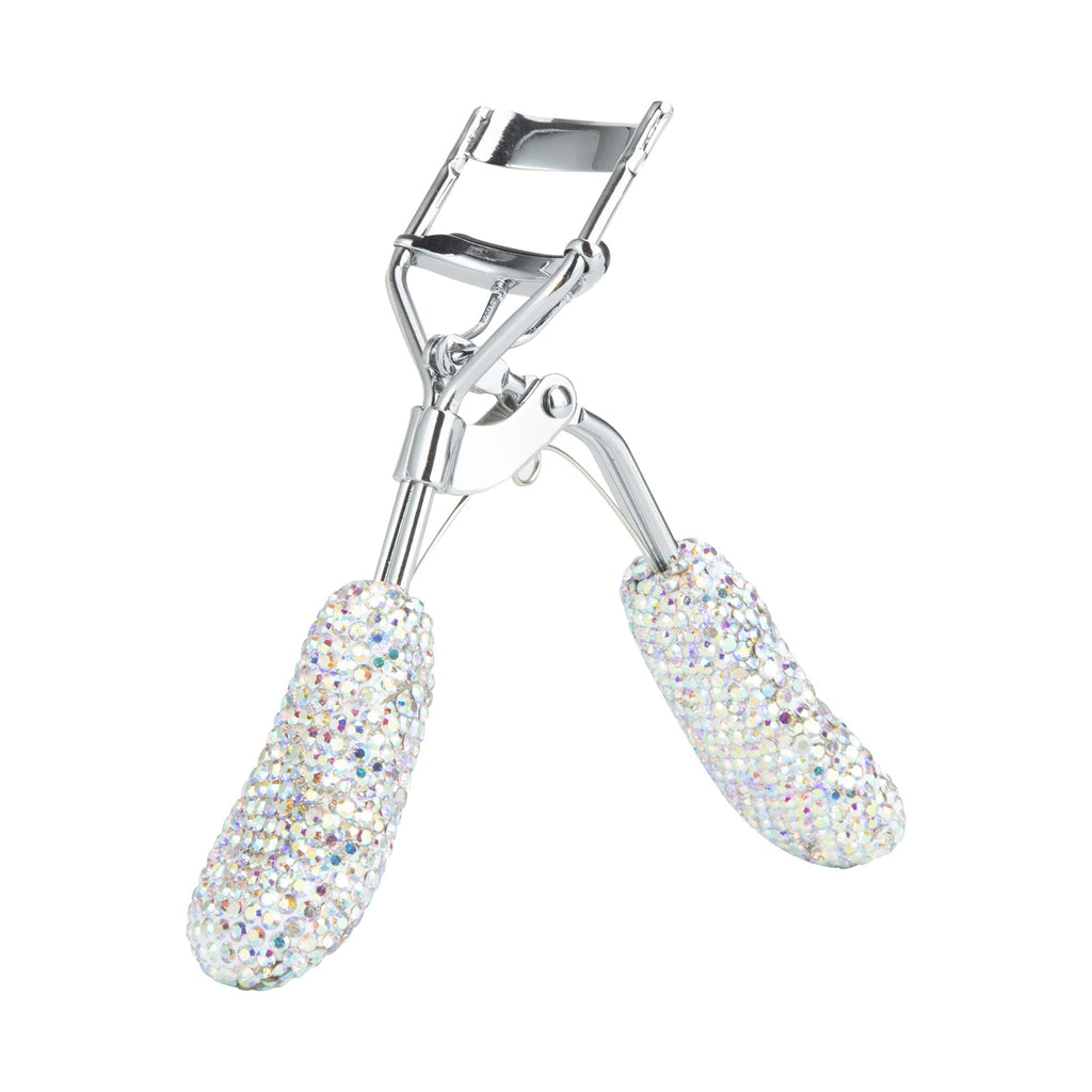 Bling Rhinestone Eyelash Curlers Stainless Steel Natural and Long Lasting Eyelash Fit for All Eye Shape Curved Lash Curler (Pink)
