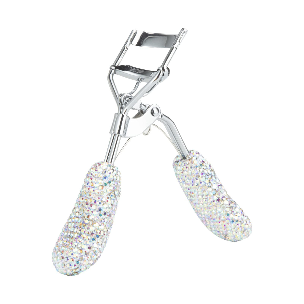 Bling Rhinestone Eyelash Curlers Stainless Steel Natural and Long Lasting Eyelash Fit for All Eye Shape Curved Lash Curler (Pink)