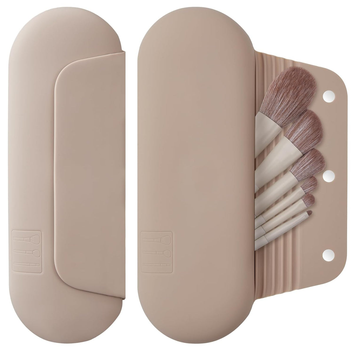 AGIKET Soft Silicone Makeup Brush Holder Large Travel Portable Cosmetic Bag