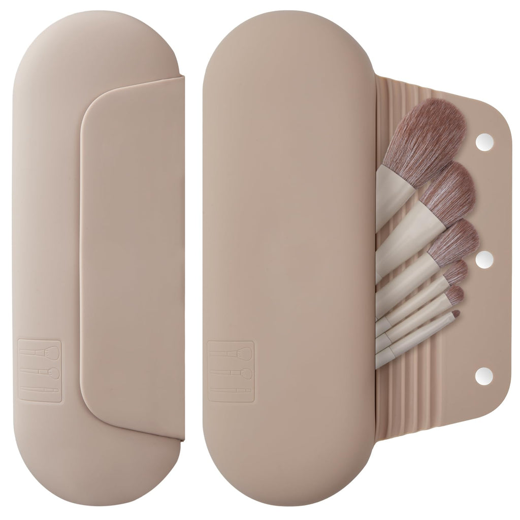 AGIKET Soft Silicone Makeup Brush Holder Large Travel Portable Cosmetic Bag