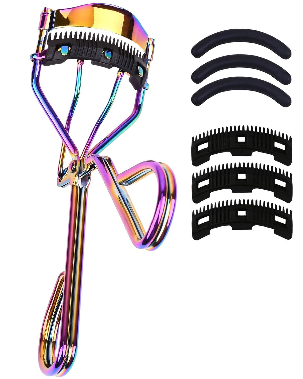 Eyelash Curlers with Comb IMMER LIEBEN Fashion Cute Eye Lash Curler with 3 Combs, 3 Refill, 10 Seconds for Long-Lasting Curl Pink