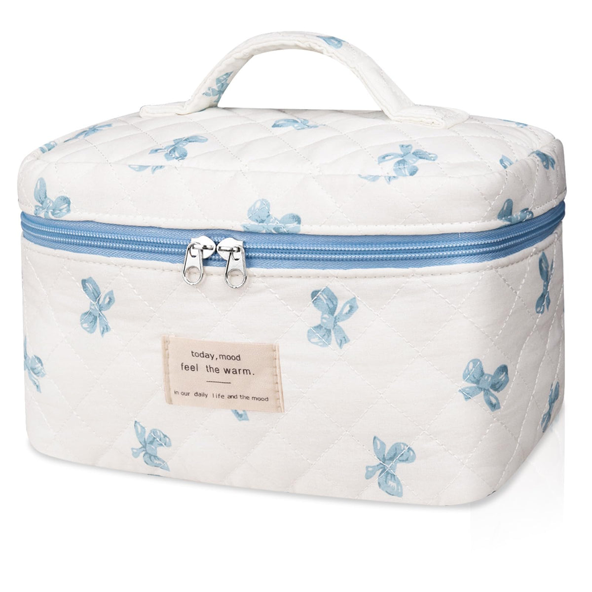 Gosect Large Makeup Bag, Cute Cosmetic Bag for Women Girls, Floral Coquette Aesthetic Toiletry Bag, Travel Make Up Organizer Bag (BDLH)
