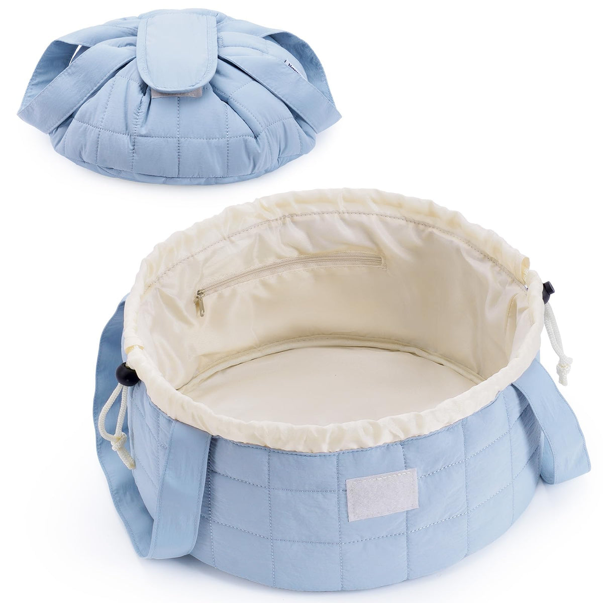 Narwey Lay Flat Drawstring Makeup Bag, Travel Toiletry Cosmetic Bag Women