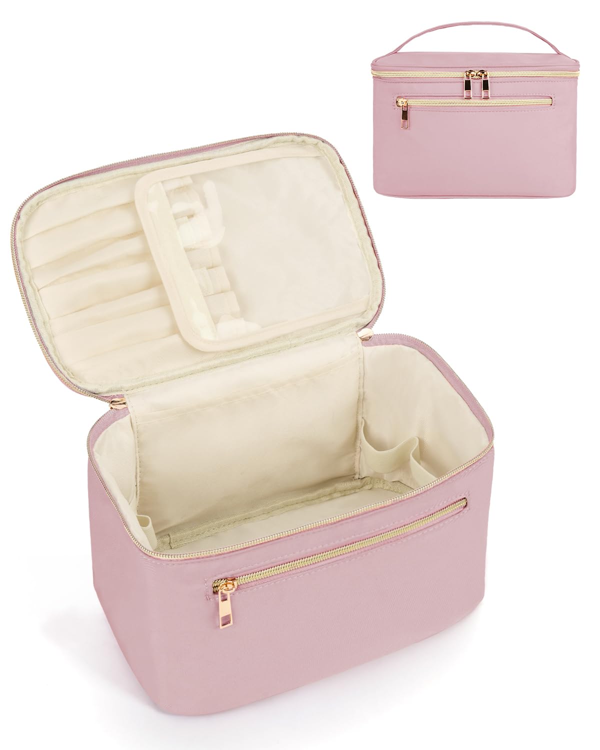 Wandering Nature Makeup Bag, Women Travel Make Up Vanity Case with Handle