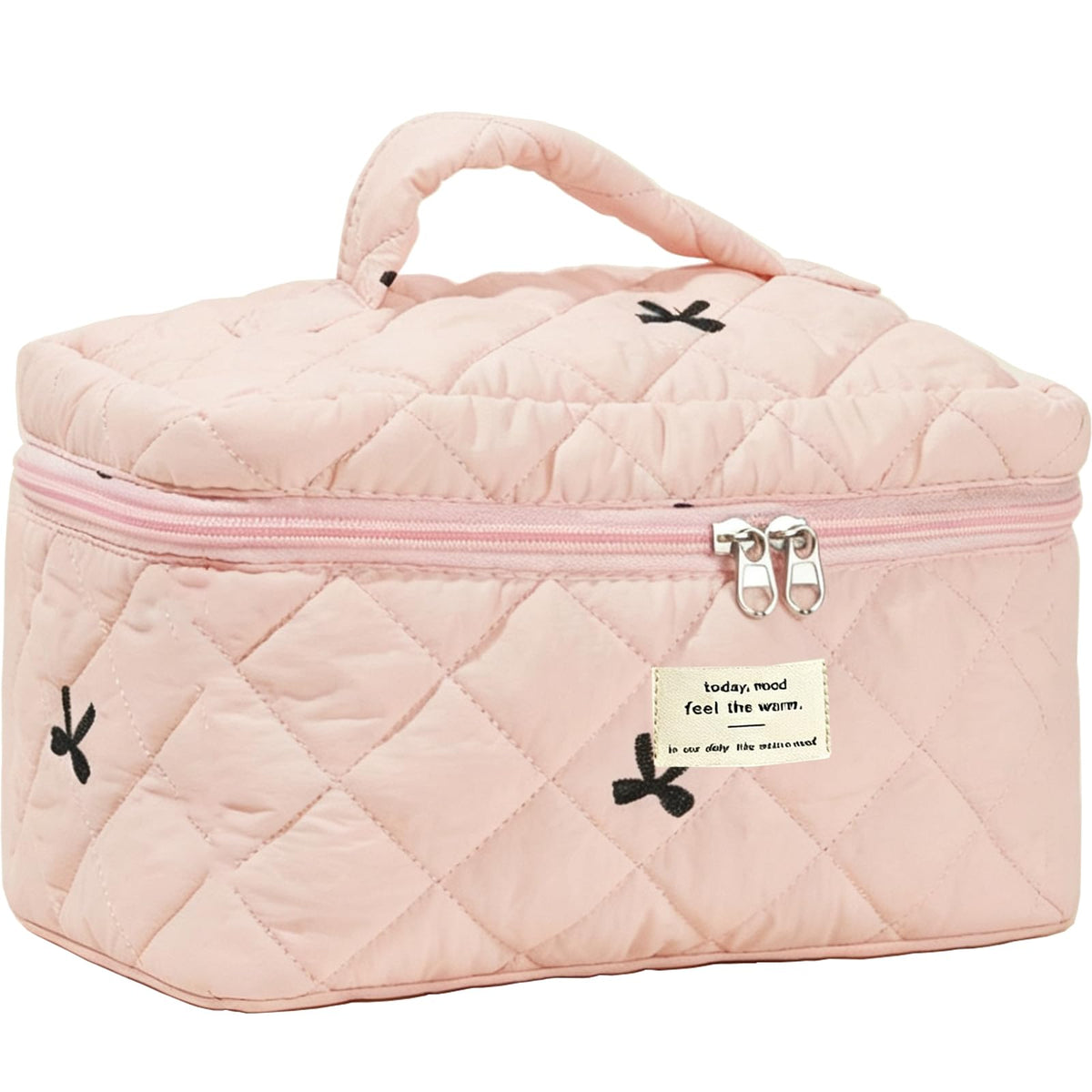 Large Makeup Bag, Cute Cosmetic Bags for Women, Floral Quilted Makeup Bag, Coquette Aesthetic Toiletry Bag,Travel Makeup Organizer Bags