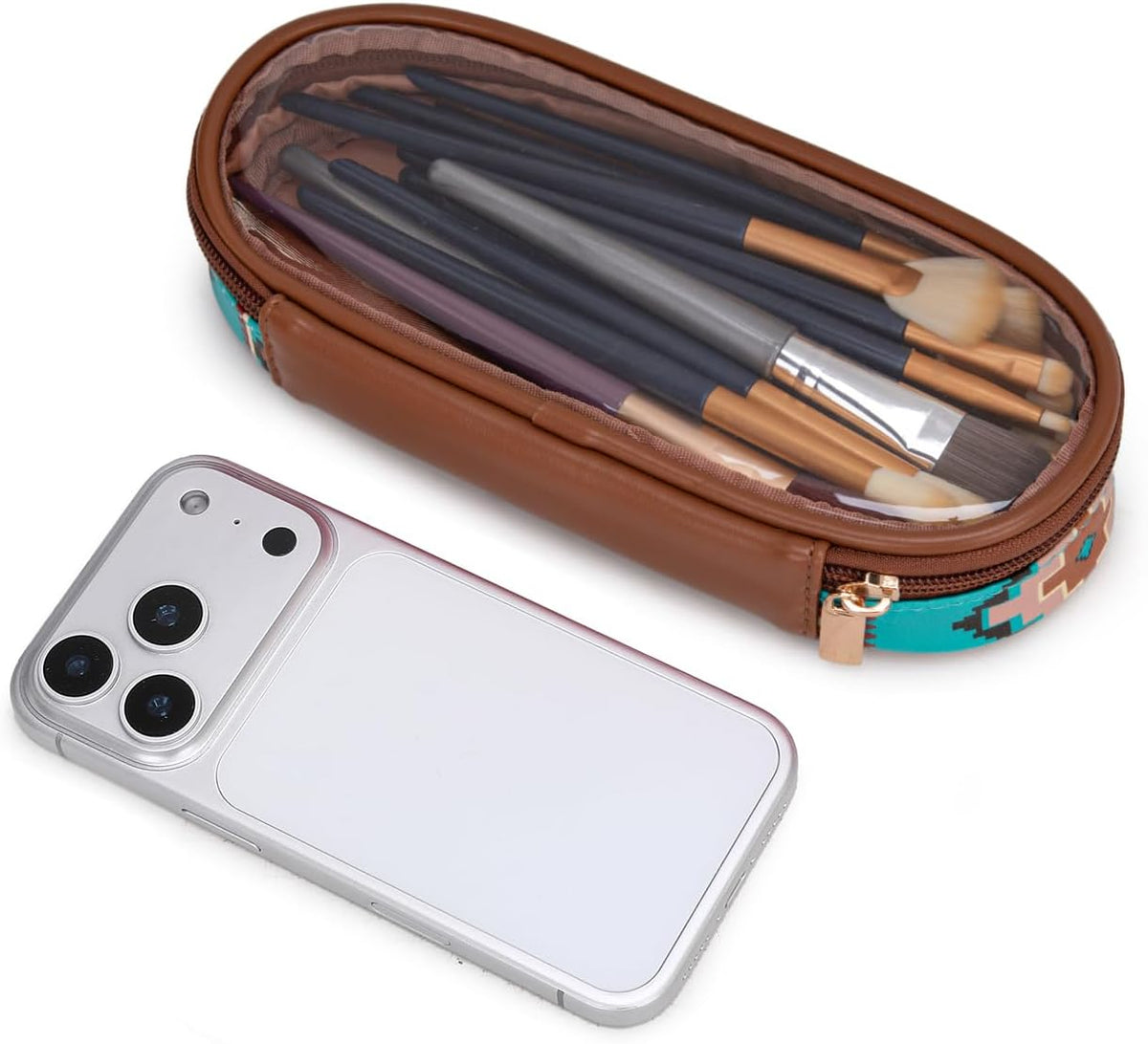 Wrangler Travel Makeup Bag 2pcs Set Cosmetic Bag with Makeup Brush Holder
