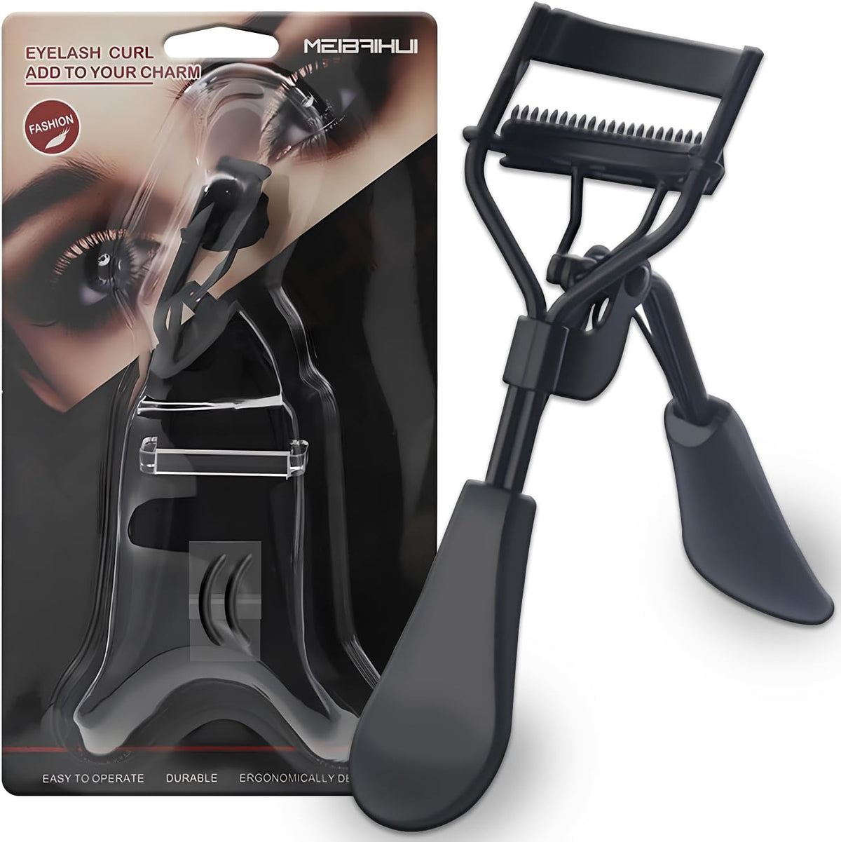 Eyelash Curler for Hooded Eyes,Lash Curle with Built-in Comb and 2 PCS Additional Rubber Replacement Pad,Lifts and Defines