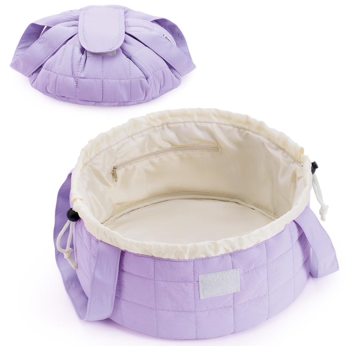 Narwey Lay Flat Drawstring Makeup Bag, Travel Toiletry Cosmetic Bag Women
