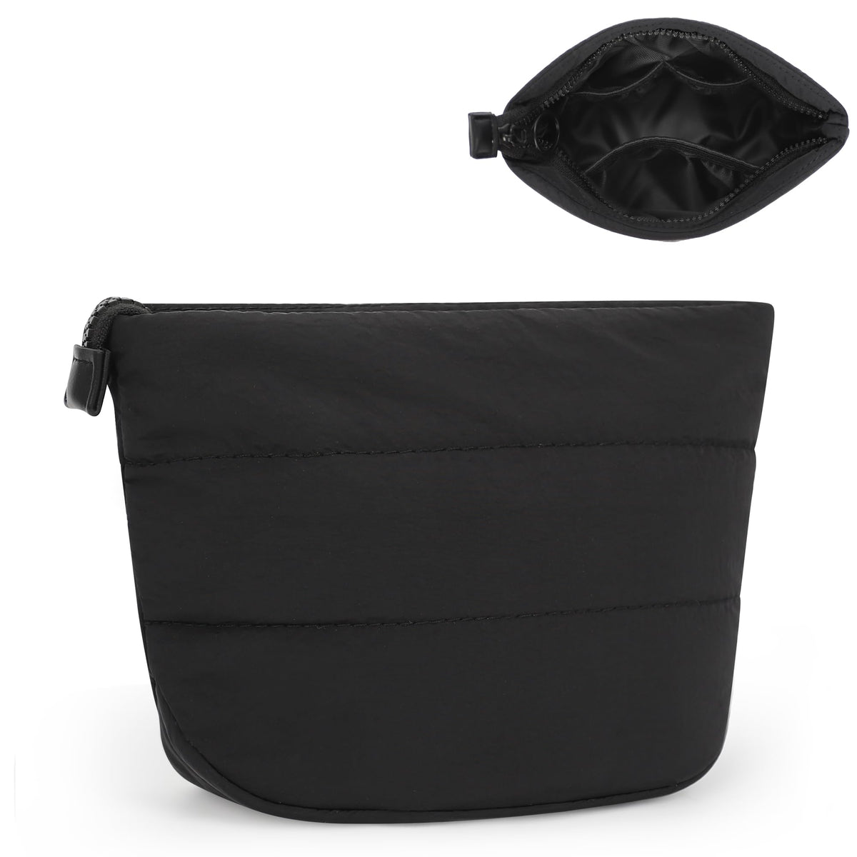 Relavel Travel Makeup Bag, Small Floral Cosmetic Bag with Makeup Brush Compartment, Portable Makeup Pouch for Women, Double Layer Makeup Organizer Bag Cute Toiletry Bag