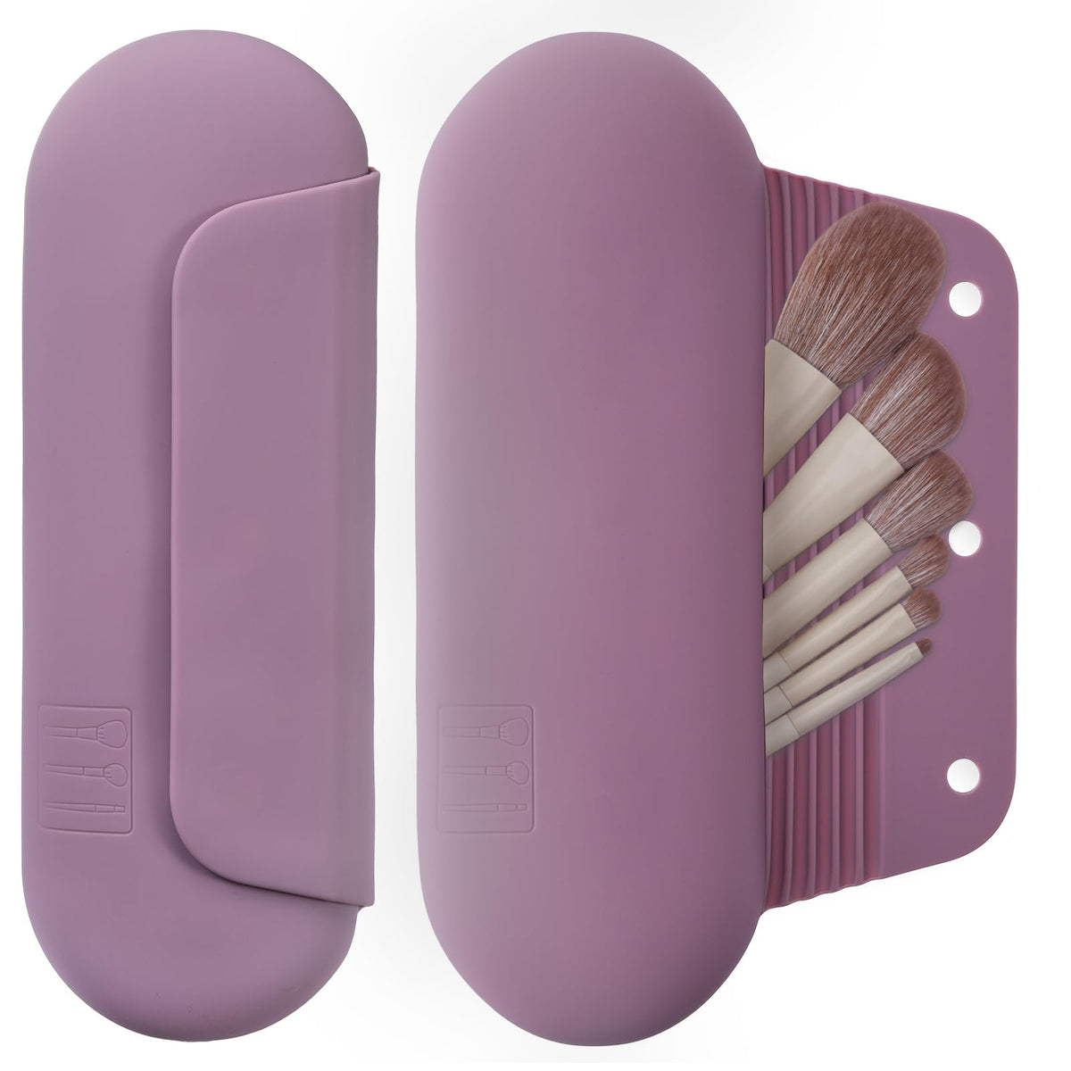 AGIKET Soft Silicone Makeup Brush Holder Large Travel Portable Cosmetic Bag