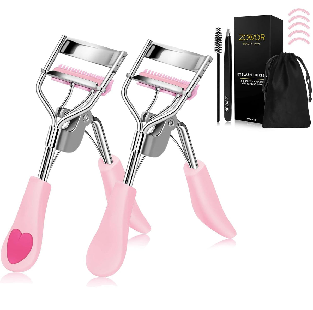 Eyelash Curler with Comb Fit All Eye Shape Curved Eyelash Curlers,Natural and Long Lasting Lash Curler for Women Make Up Gift(Pink)