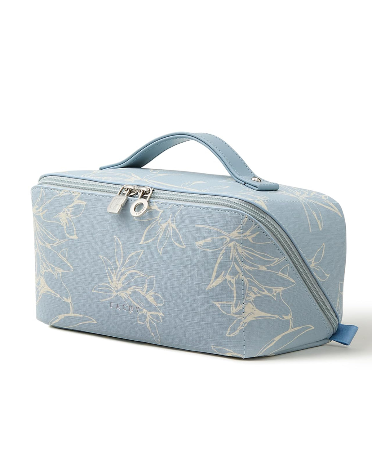 EACHY Travel Makeup Bag, Floral Cosmetic Bag for Women, Beige, Medium