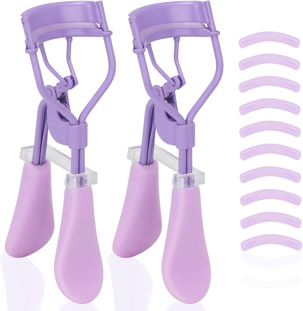Eyelash Curler with Pads, Lash Curler 2 Pcs with 10 Extra Silicone Replacement Pads, Comfortable Grip for Effortless Curling – Eyelashes for The Perfect Eye Contour (Hyacinth Purple)