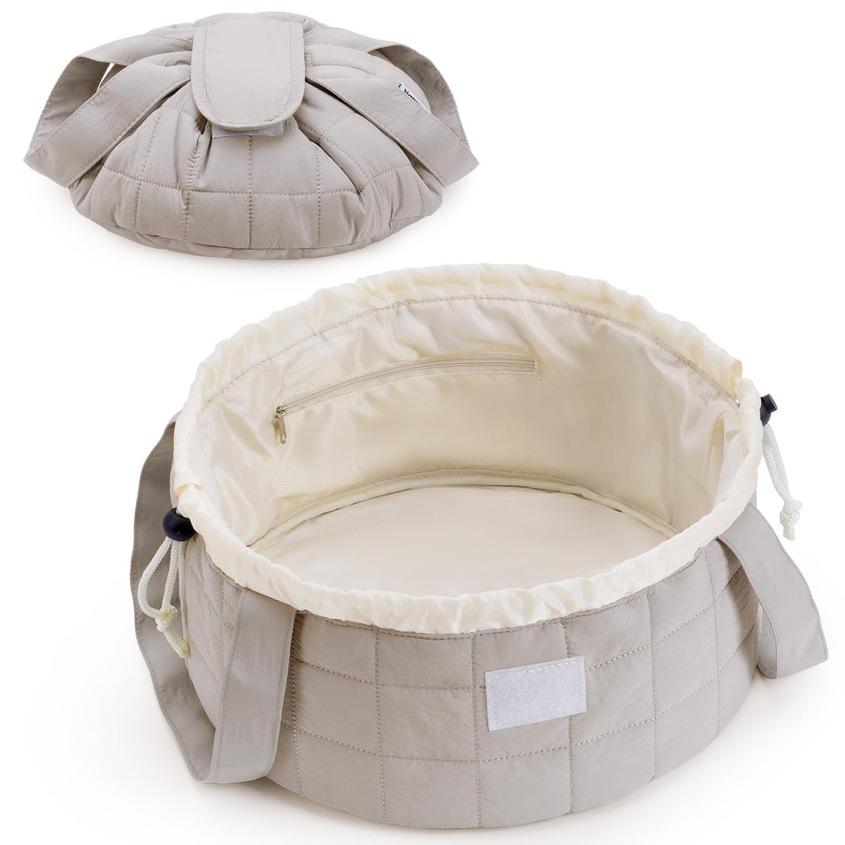 Narwey Lay Flat Drawstring Makeup Bag, Travel Toiletry Cosmetic Bag Women